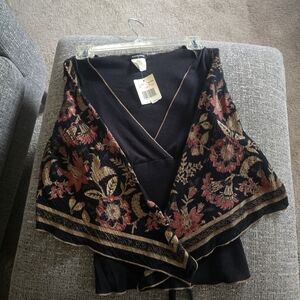 Floral Embroidered Black  Top